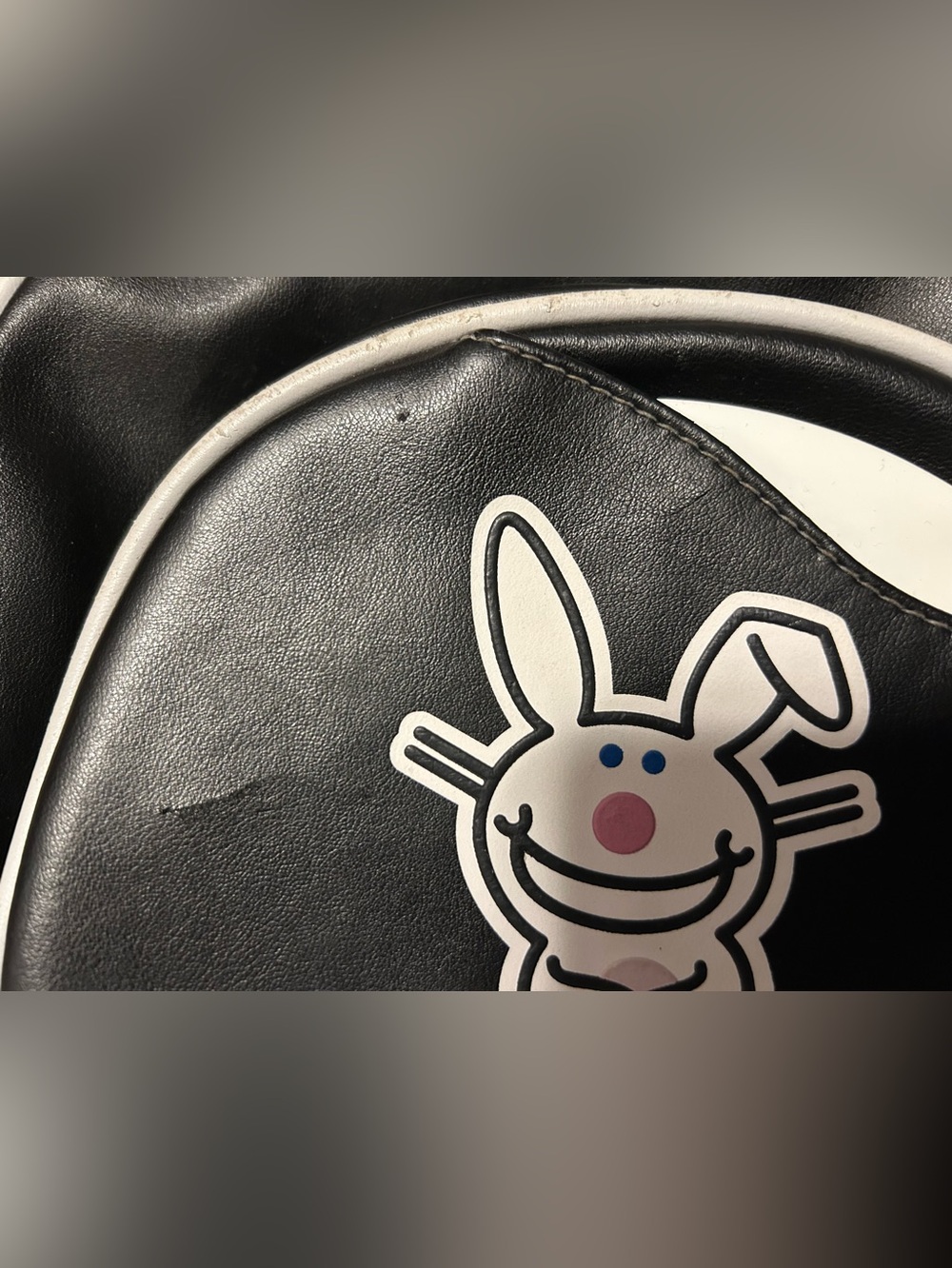 Black Happy Bunny Backpack with 4 Interchangeable Playful Slogan - Picture 5 of 13